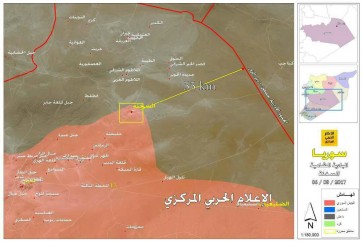 خريطة ميدانية تظهر السيطرة على مدينة السخنة في الريف الشرقي لحمص