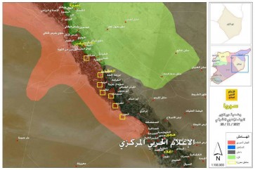 وضعية تظهر سيطرة الجيش السوري والحلفاء على مدينة العشارة وبلدات عدة بين الميادين والبوكمال بريف دير الزور