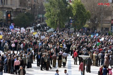 وقفة جماهيرية في حلب تنديدا بالعدوان التركي على الأراضي السورية