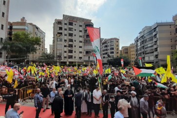 الوقفة التضامنية الداعمة للشعب الفلسطيني والمقاومة قرب مجمع المجتبى في الضاحية الجنوبية لبيروت