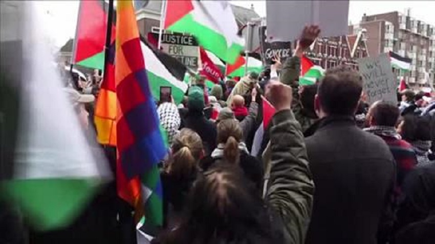 تظاهرات شعبية في هولندا دعما لغزة